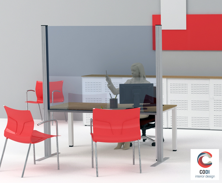 Mampara oficina protección COVID