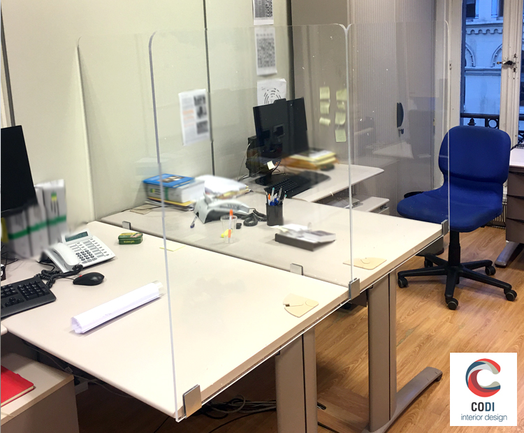 Mampara oficina protección COVID