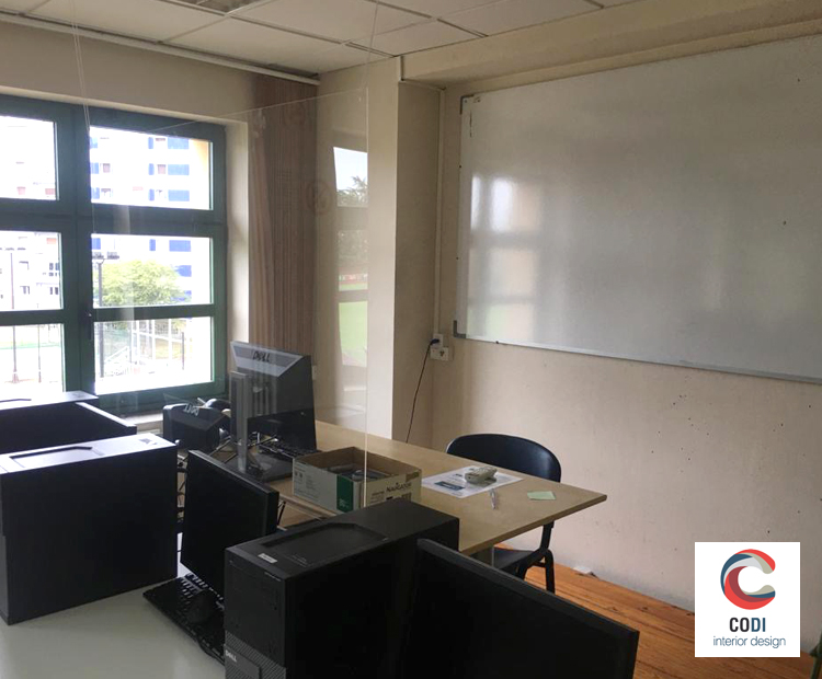 Mampara protección COVID para centro de formación