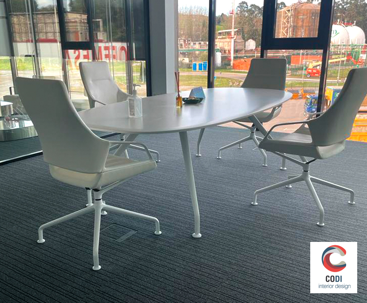 Instalación oficinas Astufeito en Avilés, Asturias por Comercial Integral CODI. Mobiliario Wilkhahn.